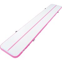 Saltea gonflabila pentru antrenament,Fitness, Yoga,gimnastica, Pompa inclusa, Lungime 6 m, Geanta transport, Roz/Alb