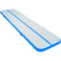 Saltea gonflabila pentru antrenament,Fitness, Yoga,gimnastica, Pompa inclusa, Lungime 4 m, Geanta transport, Albastru/Alb