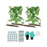 Set 2 spaliere pentru castraveti, plante agatatoare, 90 x 140 cm, Pliabil, 24 x Cleme de fixare