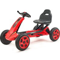 Kart cu pedale, Cadru metalic, Scaun reglabil, max 30 kg, Claxon, Rosu, 850 x 460 x 500 mm