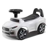 Masinuta Ride-on, Sistem Anti-rasturnare, Muzica pe volan, 1-3 Ani, 66 x 29 x 36 cm, Spatiu depozitare, max 22 kg, Alb