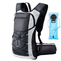 Rucsac de hidratare usor cu suport de apa de 3 l, ciclism, drumetie, Impermeabil, 470 x 290 x 130 mm, Negru/Argintiu