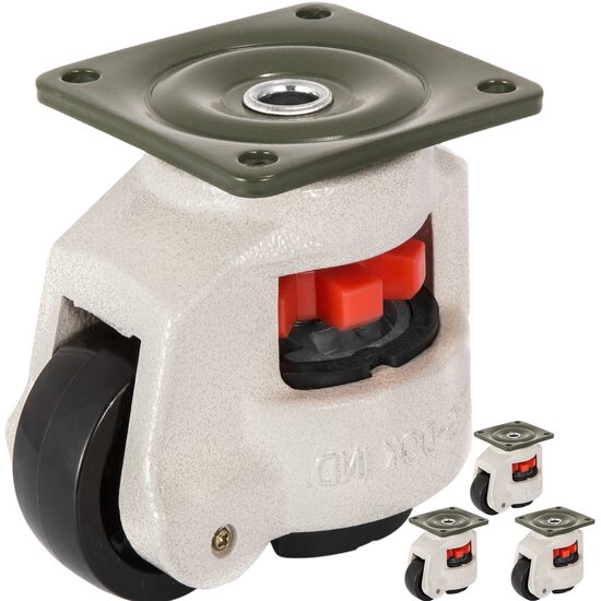 Set 4 roti pivotante cu inaltime reglabila, 2.5", max 500 kg / roata, ABS si Otel