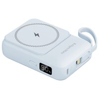 Powerbank Li-Ion, 10000 mAh, Incarcare Wireless, USB-C, USB-C, Lightning, intrare/iesire USB, Albastru