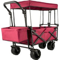 Carucior pliabil pentru gradina, camping, 98.5x54.3x98.5 cm, Capacitate 100 kg, Otel/Nylon, Rosu
