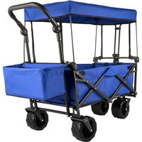 Carucior pliabil pentru gradina, camping, 98.5x54.3x98.5 cm, Capacitate 100 kg, Otel/Nylon, Albastru