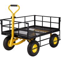 Carucior multifunctional pentru gradina, 112 x 75 x 27,8 cm, Capacitate 544 kg, Otel, Roti gonflabile, atasabil ca remorca