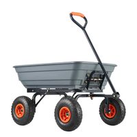 Carucior multifunctional pentru gradina, 1900x635x530mm, Capacitate 272 kg, Cuva PP basculabila, roti cauciuc 10 inch