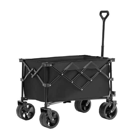 Carucior pliabil pentru gradina, camping, 150 l, 890x540x1080 mm, Capacitate 100 kg, Otel/Nylon, 4 x roti late de 5 inch