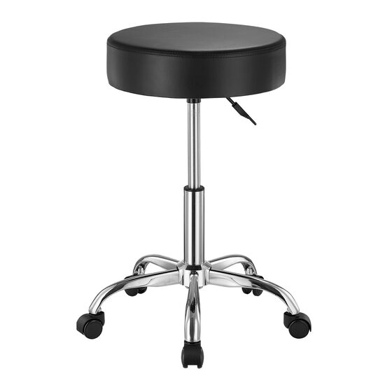 Scaun hidraulic de lucru pivotant pentru salon/cabinet/birou, max 204 kg, 5 roti, inaltime reglabila 550-710 mm, Negru