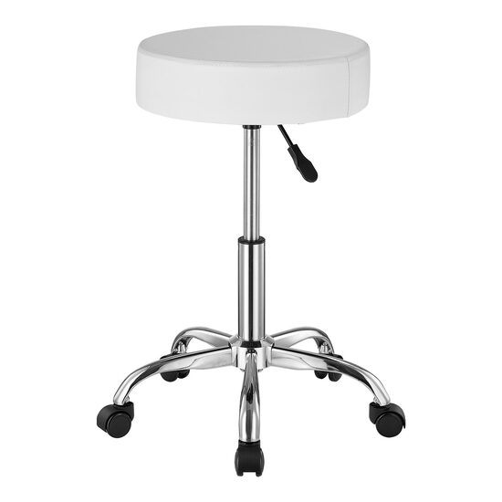 Scaun hidraulic de lucru pivotant pentru salon/cabinet/birou, max 204 kg, 5 roti, inaltime reglabila 550-710 mm, Alb