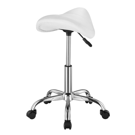 Scaun hidraulic tip sa pentru salon/cabinete, max 204 kg, 5 roti, inaltime reglabila 550-710 mm, Alb