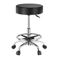 Scaun hidraulic cu support picioare, tip sa, pentru salon/cabinete, max 204 kg, 5 roti, inaltime reglabila 55-71 cm, Negru