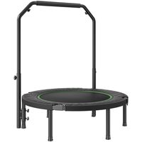 Trambulina fitness cu maner suport cu 4 niveluri de inaltime, Pliabila, max 150 kg, cadru Otel, 32 arcuri, Diametru 1016 mm