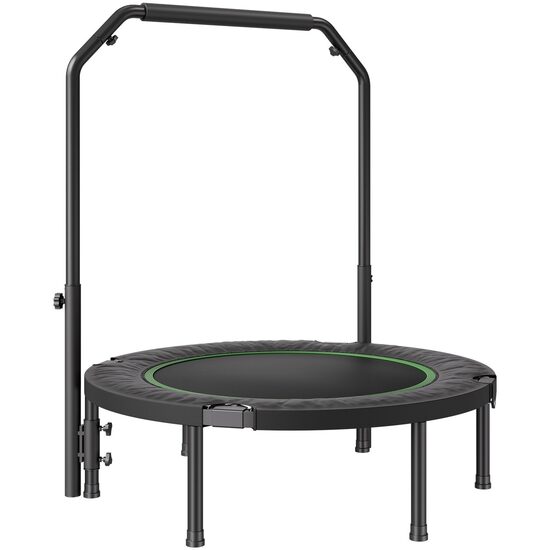 Trambulina fitness cu maner suport cu 4 niveluri de inaltime, Pliabila, max 150 kg, cadru Otel, 32 arcuri, Diametru 1016 mm