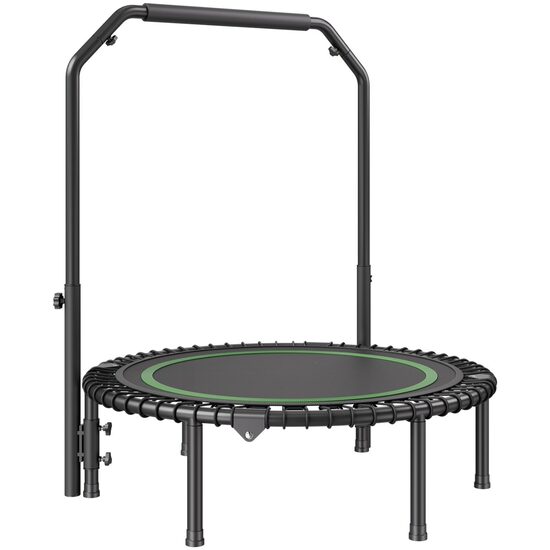 Trambulina fitness cu maner suport cu 4 niveluri de inaltime 990- 1232 mm, Pliabila, max 150 kg, cadru Otel, 34 arcuri, Diametru 1016 mm