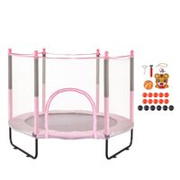 Trambulina pentru copii cu plasa exterioara, diametru 1545 mm, max 120 kg, 36 arcuri, Roz/Negru, Accesorii joaca