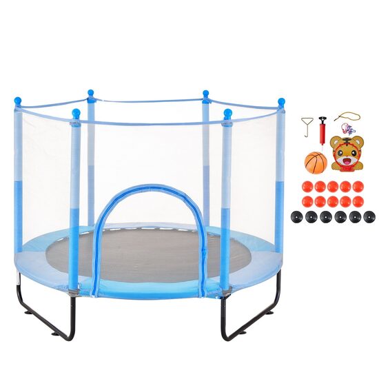 Trambulina pentru copii cu plasa exterioara, diametru 1545 mm, max 120 kg, 36 arcuri, Albastru/Negru, Accesorii joaca