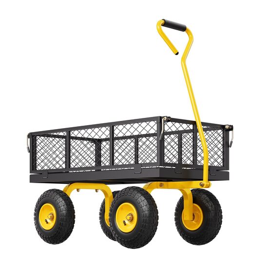 Carucior multifunctional pentru gradina, 1700 x 480 x 515 mm, Capacitate 227 kg, Otel, Roti gonflabile, Laterale detasabile