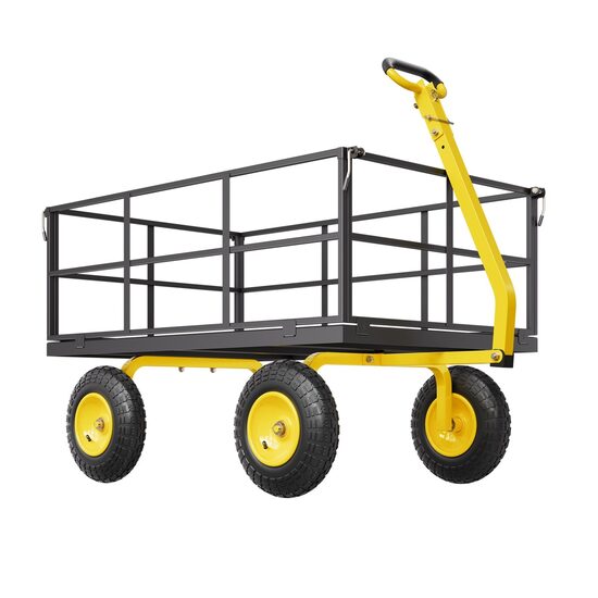 Carucior transport de mare capacitate, 2225 x 760 x 775 mm, Capacitate 635 kg, Otel, Roti gonflabile 13 inch, Laterale detasabile