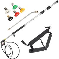 Lance telescopica pentru masini de spalat cu presiune, 5 duze, Lungime de lucru 1.5-5.4 m, max 275 Bar, Aluminiu/Inox