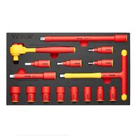 Set 16 chei tubulare si antrenor cu clichet 8-21 mm, izolate 1000 V, VDE/GS, Crom Vanadiu, 3/8 inch, Cutie depozitare