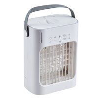 Ventilator portabil cu racire aer, Lumina ambientala, 9 W, Functie ceata cu ultrasunete, Rezervor apa 700 ml, Temporizator 0-7 h, 212 x 130 x 265 mm, Alimentare USB