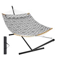 Hamac cu suport otel, perna, matlasat, pentru 2 persoane, max 217 kg, 3760 x 987 x 1050 mm, Gri/Alb