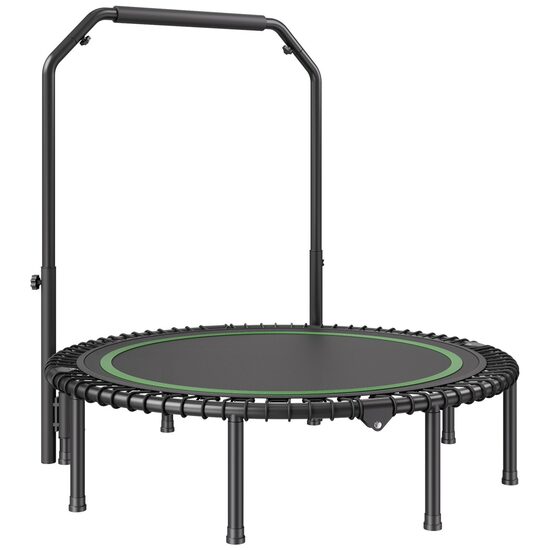Trambulina fitness cu maner suport cu 4 niveluri de inaltime, Pliabila, max 205 kg, cadru Otel, 42 arcuri, Diametru 1220 mm