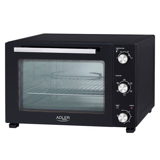 Cuptor electric 1800 W, 48 l, Temperatura reglabila 90-230 ° C, Timp reglabil, Rotisor, Tava si grilaj copt, Negru