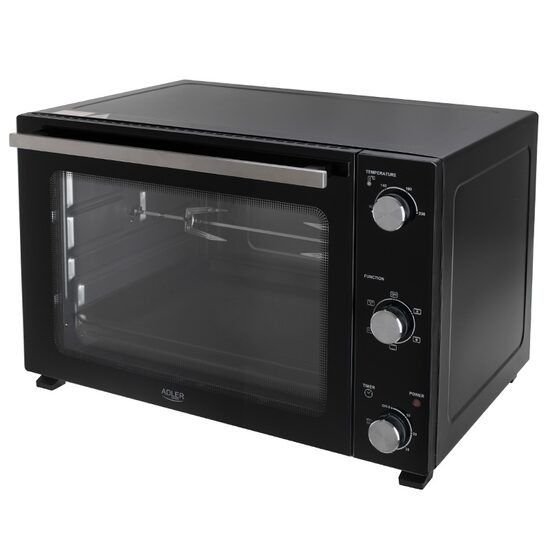 Cuptor electric 2000 W, 60 l, Temperatura reglabila 90-230 ° C, Timp reglabil, Rotisor, Tava si grilaj copt, Negru