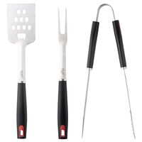 Set 3 ustensile pentru gratar, Otel inoxidabil, Spatula, Furculita, Cleste