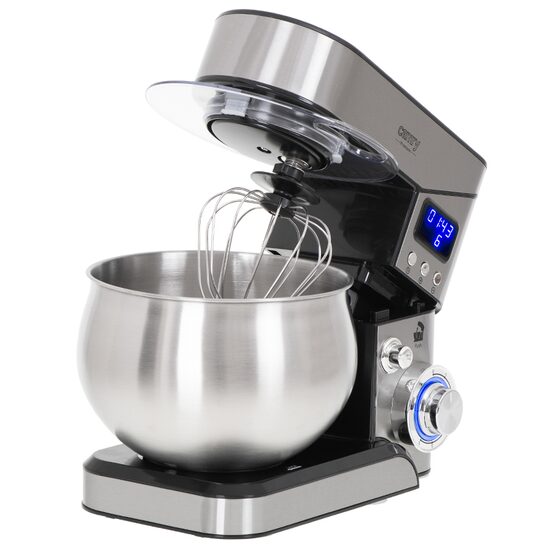 Mixer planetar, 2000 W, 6 viteze, Bol Inox 5 l, ecran LCD, Argintiu