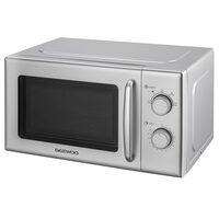 Cuptor cu microunde Daewoo 700 W, capacitate 20 l, Argintiu, Dezghetare, Incalzire, Timer, 5 trepte putere