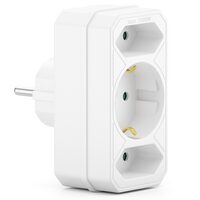 Triplu stecher, 1 x Shuko, 2 x EURO, Alb, 2.5/16 A, 3500 W