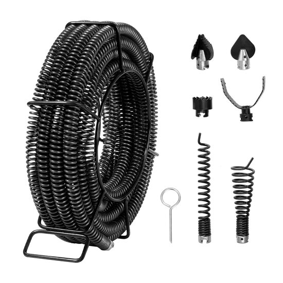 Sarpe pentru desfundat scurgeri, pentru tevi cu diametrul 20-150 mm, Lungime 13.7 m, 6 capete de strapungere