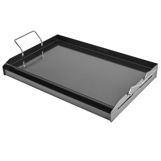 Plita cu fata neteda, Otel Carbon, suprafata de gatit 605x360 mm, 2 x manere, jgheab scurgere grasime