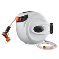Furtun pentru gradina 1/2", retractabil, Lungime 30 m, 3 straturi, 14 Bar, mobil 180°, montaj pe perete, Pistol pulverizare