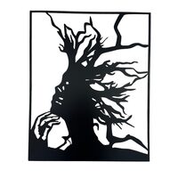 Decoratiune metalica de perete Krodesign Woman Tree, Inaltime 49 cm, Latime 40 cm, Grosime 2 mm