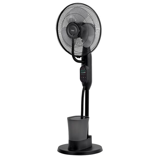 Ventilator cu umidificare, Negru, 75 W, Telecomanda, 3 viteze, Oscilatie, Rezervor apa 2.8 l, 5 roti, Diametru 43 cm