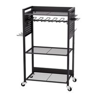 Carucior organizator cu 4 niveluri pentru scule, max 68 kg, 4 x roti, 560 x 350 x 970 mm, carlige laterale