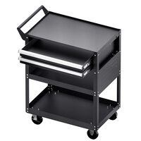 Carucior pentru scule cu 3 tavi si 2 sertare, Vivatechnix max 182 kg, 4 x roti, 785 x 450 x 945 mm, carlige laterale