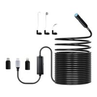 Camera inspectie endoscop IP67, Lungime 15 m, Android / iOS 9+, USB-C, Rezolutie 1920 x 1440, 8 lumini LED, Lentila 2x, Cablu semi-rigid