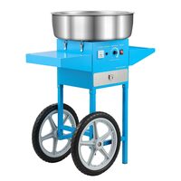Aparat profesional pentru vata de zahar 1000 W, capacitate 6 buc/min, Inox, 819x520x855 mm, Albastru