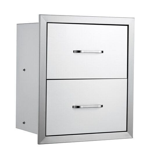 Sertare pentru bucatarie in aer liber, Otel inoxidabil, 451x514x310 mm, 2 niveluri, Incastrabile