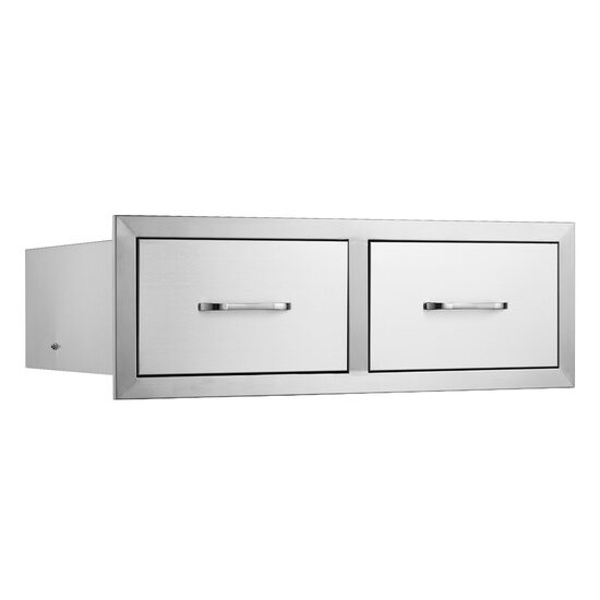 Sertar dublu pentru bucatarie in aer liber, Otel inoxidabil, 749x254x500 mm, 1 nivel, Incastrabile