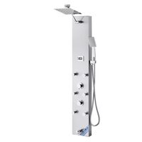 Panou dus hidromasaj, Inox 4 in 1, Led, 6 jeturi masaj, cap cu unghi reglabil, 1240 x 200 x 430 mm
