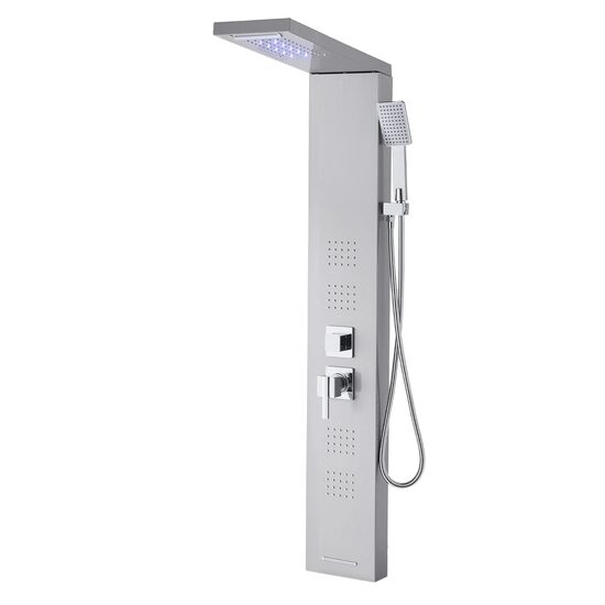 Coloana dus hidromasaj, Inox 5 in 1, Led, 4 jeturi masaj, Lumina Led, 1345 x 200 x 460 mm