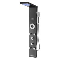 Panou dus hidromasaj, Inox Negru, 6 in 1, Led, 1345 x 200 x 460 mm, 6 jeturi masaj corporal, 