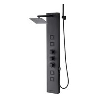 Panou dus hidromasaj, Inox Negru, 4 in 1, dimensiune 1240 x 200 x 545 mm, 5 jeturi masaj corporal, Led, Cap mobil